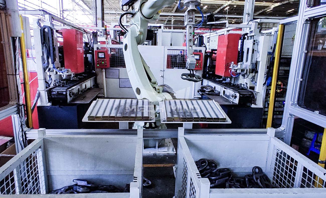 AI視覺引導鏈軌節深筐抓取上料 | 某大型工程機械廠